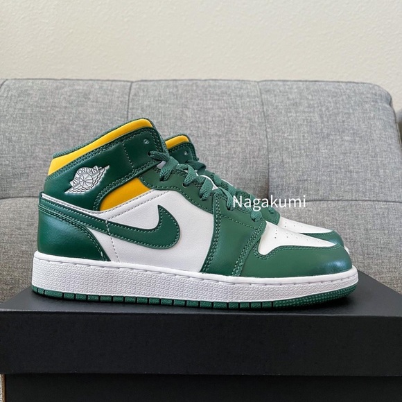🍃🌵 Nike air Jordan 1 Retro mid white green shoes - Picture 2 of 4